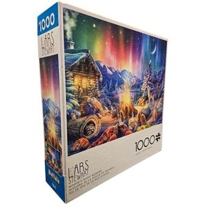 BUFFALO GAMES Lars Stewart Winter Night Bonfire 1000 Piece Jigsaw Puzzle Aurora